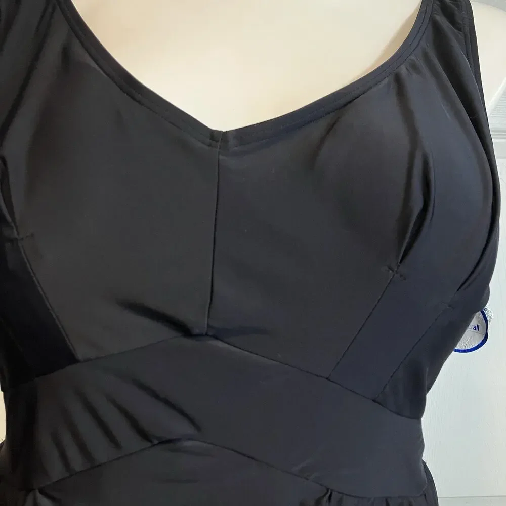 Swimsuits For All Swim Dress Beach Belle Layered Black Swim Dress NWT Size 26